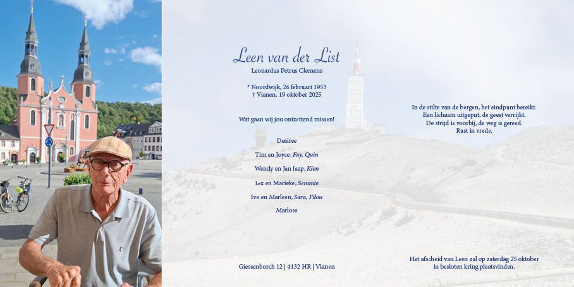 In memoriam - Leen van der List